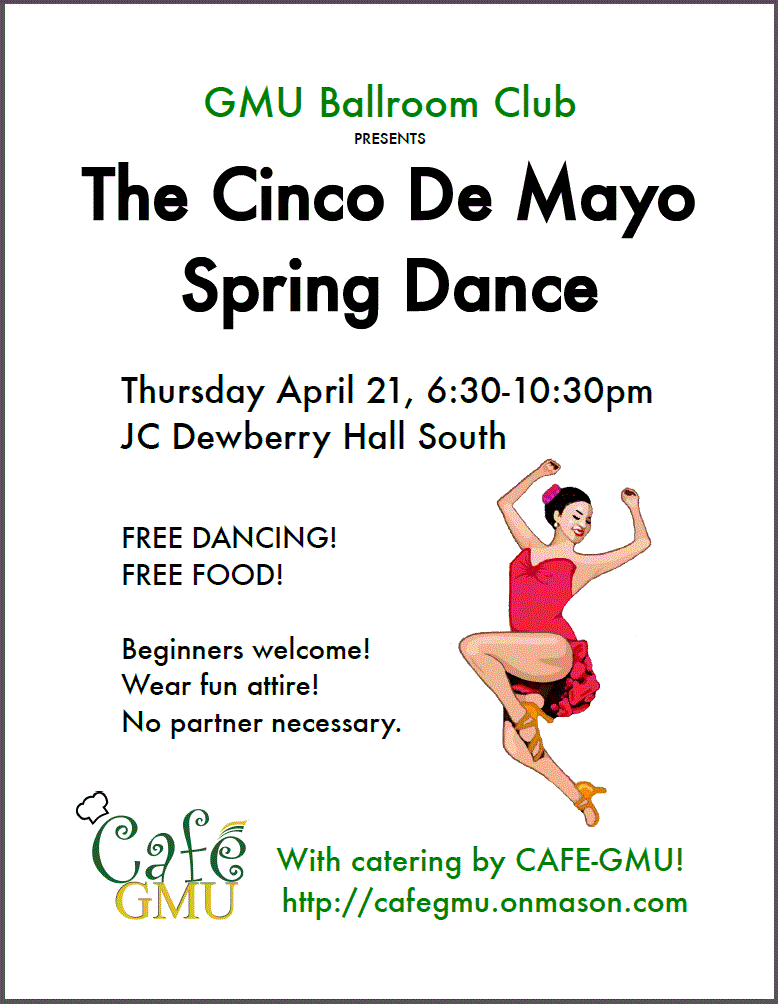 cinco de mayo flyer. Come Dance and Eat with us!